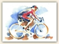 'Wielrenner, aquarel, 2004